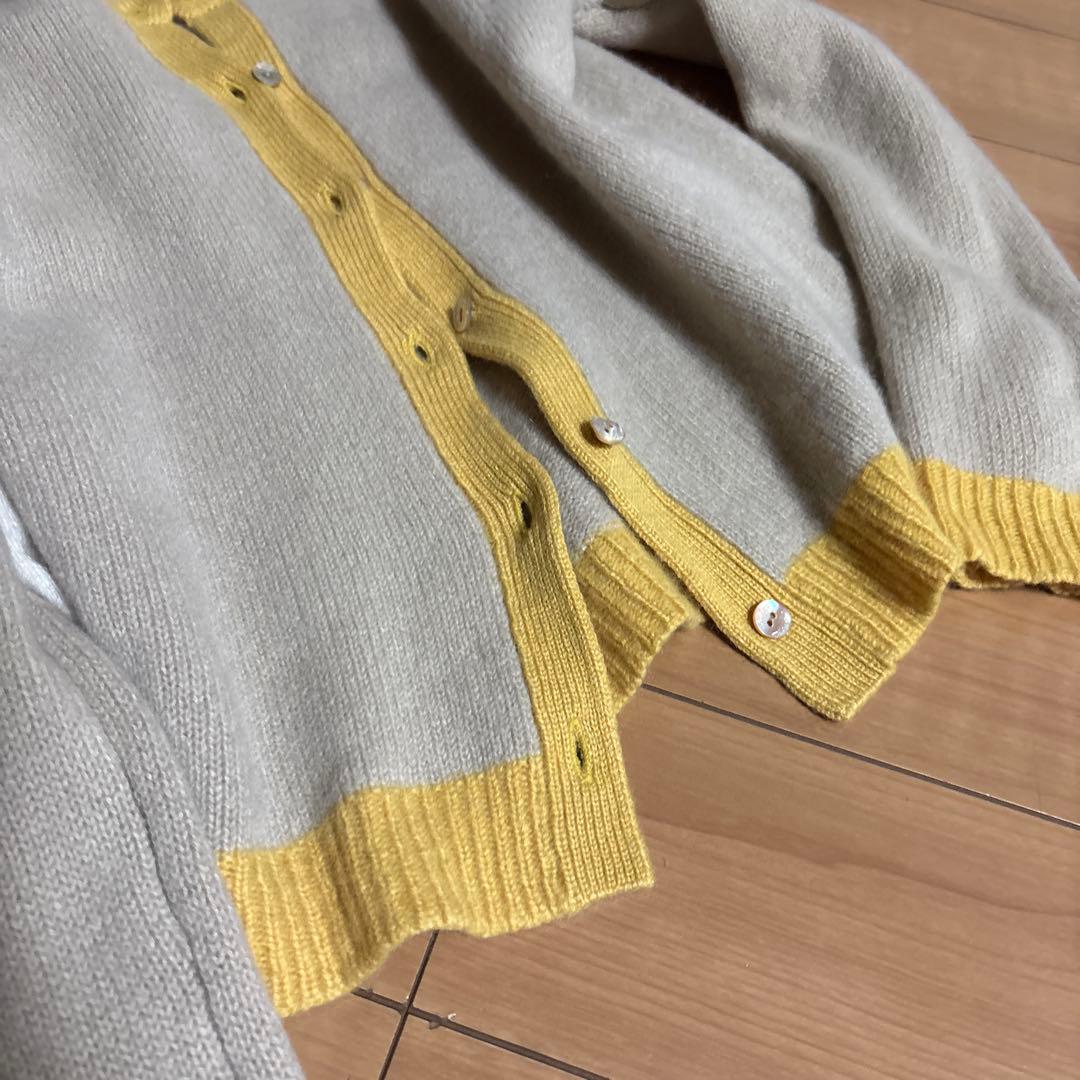 フォクシー FOXEY カーディガン カシミヤ バイカラー 38 ベージュ