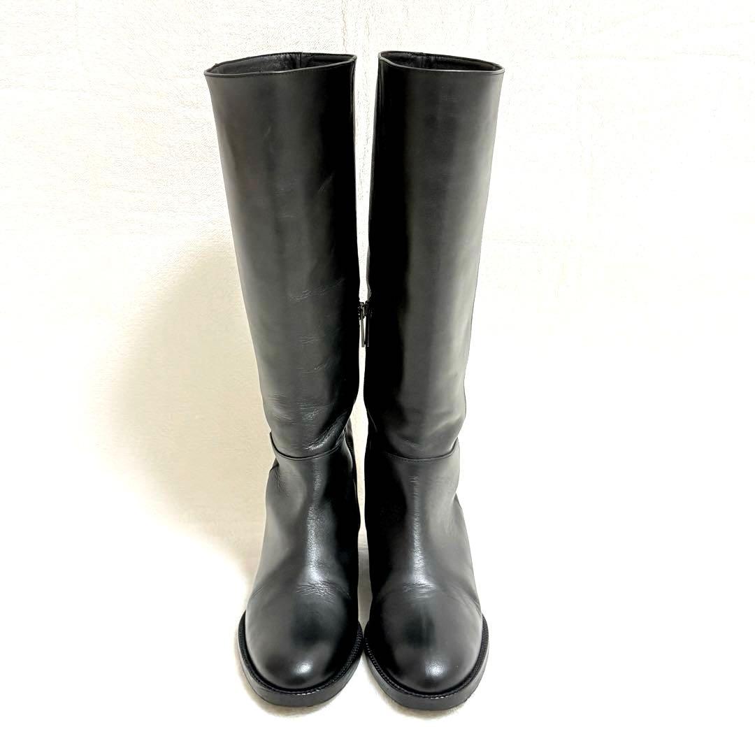 ◆REMME◆レメ 本革 サイドジップ ロングブーツSLOBE IENA 黒