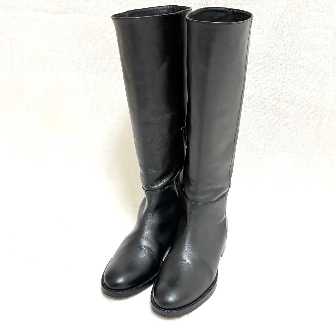 ◆REMME◆レメ 本革 サイドジップ ロングブーツSLOBE IENA 黒