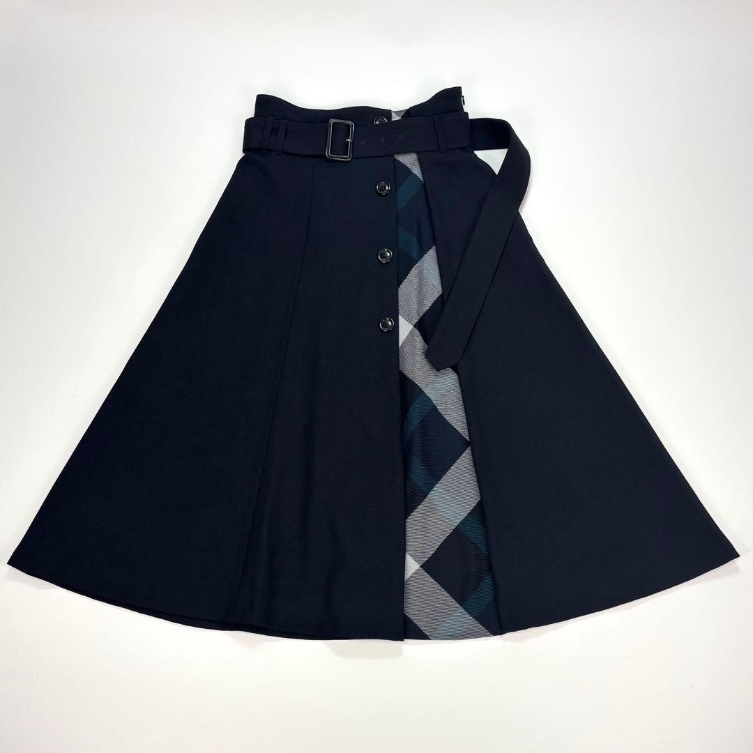 美品✨ブルーレーベルクレストブリッジ Aライン ロングスカート チェック36